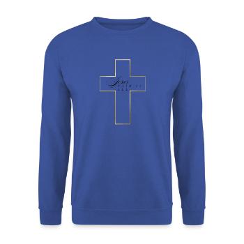Jesus hat alles bezahlt - Unisex Pullover - Royalblau - Vorne - Alina (178cm) & Michal (187cm)