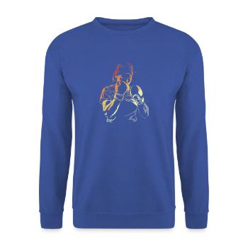 Retro Boxerin - Unisex Pullover - Royalblau - Vorne - Alina (178cm) & Michal (187cm)