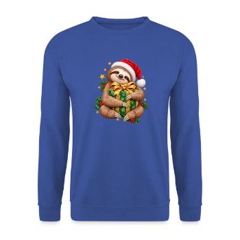 Weihnachtsfaultier Kuschelgeschenk - Unisex Pullover - Royalblau - Vorne - Alina (178cm) & Michal (187cm)