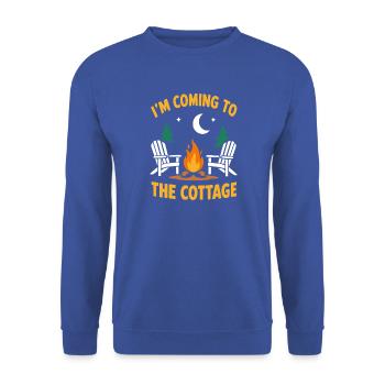 Lagerfeuernacht-Tee im Ferienhaus - Unisex Pullover - Royalblau - Vorne - Alina (178cm) & Michal (187cm)