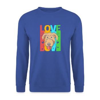 Irischer Wolfshund - Unisex Pullover - Royalblau - Vorne - Alina (178cm) & Michal (187cm)