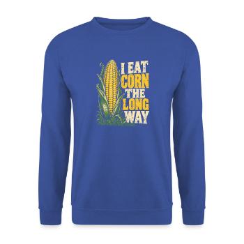 Ich ess Mais den langen Weg - Unisex Pullover - Royalblau - Vorne - Alina (178cm) & Michal (187cm)