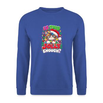 Grimmiger Weihnachtskater mit Lichtern - Unisex Pullover - Royalblau - Vorne - Alina (178cm) & Michal (187cm)