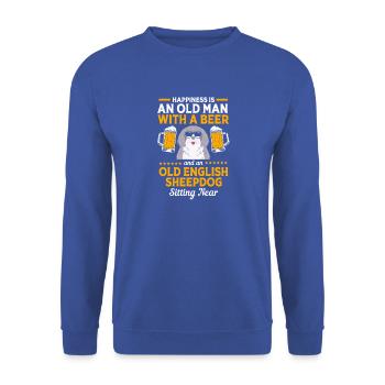 Englischer Schäferhund - Unisex Pullover - Royalblau - Vorne - Alina (178cm) & Michal (187cm)