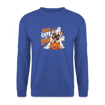  Too Cute To Spook Französische Bulldogge - Unisex Pullover - Royalblau - Vorne - Alina (178cm) & Michal (187cm)