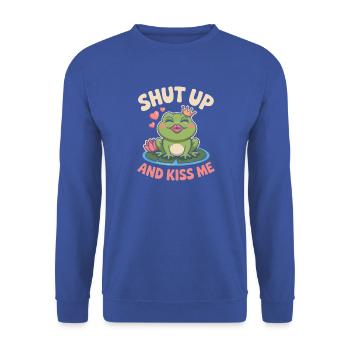 Shut Up And Kiss Me Küss Mich Einfach Valentinstag - Unisex Pullover - Royalblau - Vorne - Alina (178cm) & Michal (187cm)