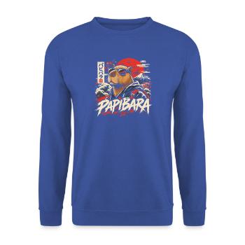  Papibara Capybara Japanische Welle Aufgehende - Unisex Pullover - Royalblau - Vorne - Alina (178cm) & Michal (187cm)