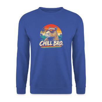 CHILL BRO – Lustiges Capybara mit Sonnenbrille - Unisex Pullover - Royalblau - Vorne - Alina (178cm) & Michal (187cm)