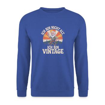 Ich bin nicht alt ich bin Vintage 60 Geburtstag - Unisex Pullover - Royalblau - Vorne - Alina (178cm) & Michal (187cm)