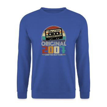 Original 2007 Jahrgang Vintage Geburtstag Retro - Unisex Pullover - Royalblau - Vorne - Alina (178cm) & Michal (187cm)