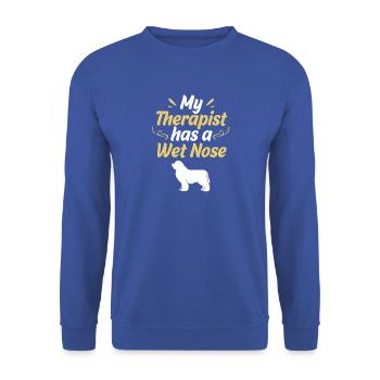 Therapiehund - Unisex Pullover - Royalblau - Vorne - Alina (178cm) & Michal (187cm)