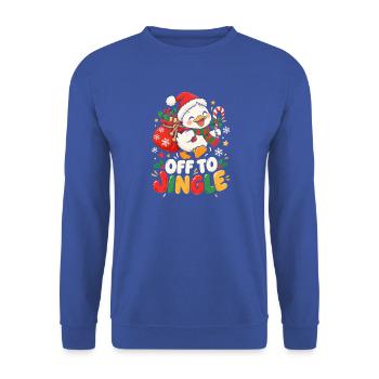 Weihnachts-Pinguin auf Tour - Unisex Pullover - Royalblau - Vorne - Alina (178cm) & Michal (187cm)
