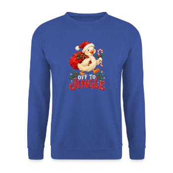 Jingle Duck Weihnachtsfreude - Unisex Pullover - Royalblau - Vorne - Alina (178cm) & Michal (187cm)