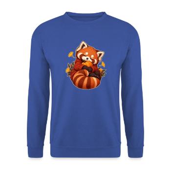 Sleepy Red Panda Kürbis - Unisex Pullover - Royalblau - Vorne - Alina (178cm) & Michal (187cm)