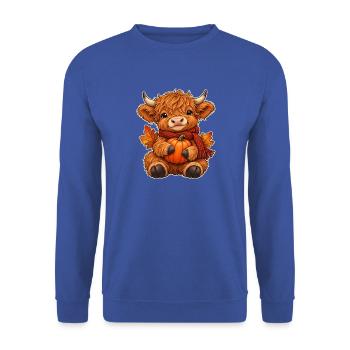 Gemütliche Highland-Kuh - Unisex Pullover - Royalblau - Vorne - Alina (178cm) & Michal (187cm)