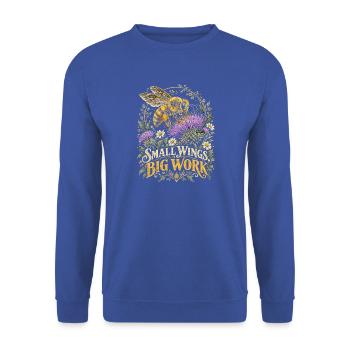 Kleine Flügel Großes Werk - Unisex Pullover - Royalblau - Vorne - Alina (178cm) & Michal (187cm)