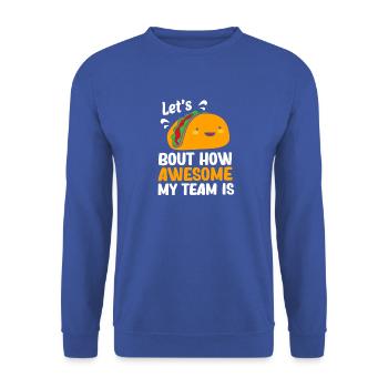 Mitarbeiter der Woche Mitarbeiter des Monats - Unisex Pullover - Royalblau - Vorne - Alina (178cm) & Michal (187cm)