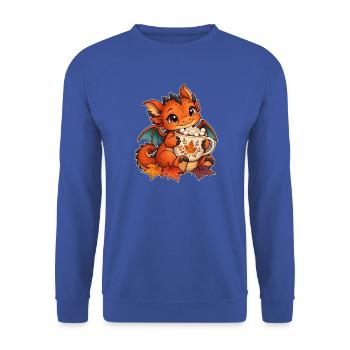 Herbstdrache mit Kakao - Unisex Pullover - Royalblau - Vorne - Alina (178cm) & Michal (187cm)