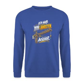 Ich hab den längsten Ausleger - Unisex Pullover - Royalblau - Vorne - Alina (178cm) & Michal (187cm)
