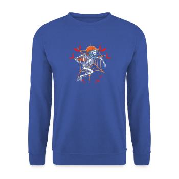 Halloween Skeleton Pumpkin Spooky American Footbal - Unisex Pullover - Royalblau - Vorne - Alina (178cm) & Michal (187cm)