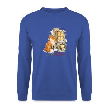 Christmas Fox by Cottage - Unisex Pullover - Royalblau - Vorne - Alina (178cm) & Michal (187cm)
