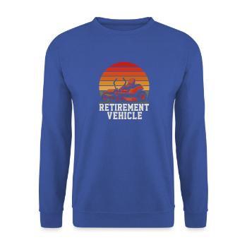 Lustiger Rentner Aufsitzrasenmäher Ruhestand - Unisex Pullover - Royalblau - Vorne - Alina (178cm) & Michal (187cm)