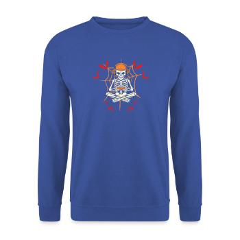 Halloween Skeleton Pumpkin Spooky Gaming Gamer - Unisex Pullover - Royalblau - Vorne - Alina (178cm) & Michal (187cm)