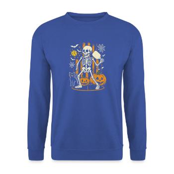 Spooky Cat Sport Pumpkin American Patriotic Skelet - Unisex Pullover - Royalblau - Vorne - Alina (178cm) & Michal (187cm)