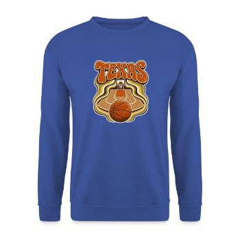 Texas Basketball Psychedelischer Retro - Unisex Pullover - Royalblau - Vorne - Alina (178cm) & Michal (187cm)