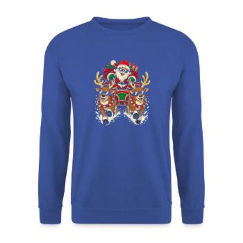 Santa mit stylischen Rentiere-Sonnenbrillen - Unisex Pullover - Royalblau - Vorne - Alina (178cm) & Michal (187cm)