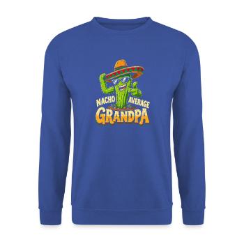 Nacho Average Grandpa - Unisex Pullover - Royalblau - Vorne - Alina (178cm) & Michal (187cm)