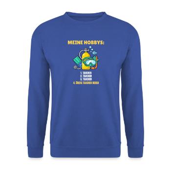 Taucher lustig - Meine Hobbys: Tauchen - Unisex Pullover - Royalblau - Vorne - Alina (178cm) & Michal (187cm)