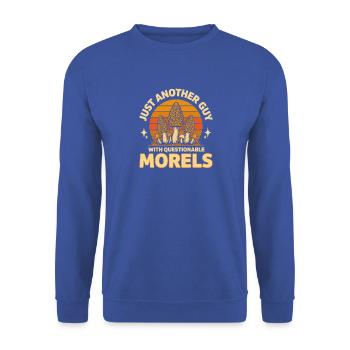 Retro Morcheln Pilzsammler Männer Pilzhumor - Unisex Pullover - Royalblau - Vorne - Alina (178cm) & Michal (187cm)