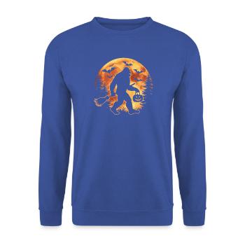 Bigfoot Halloween-Mond und Fledermäuse - Unisex Pullover - Royalblau - Vorne - Alina (178cm) & Michal (187cm)