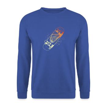 Skateboard Skizze Retro Style - Unisex Pullover - Royalblau - Vorne - Alina (178cm) & Michal (187cm)