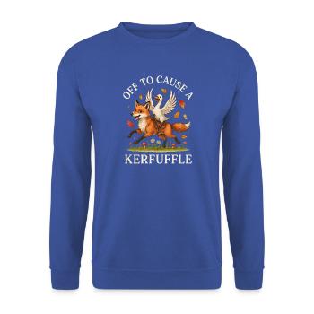 Off To Cause A Kerfuffle Gans reitet Fuchs - Unisex Pullover - Royalblau - Vorne - Alina (178cm) & Michal (187cm)