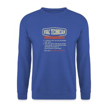 Definition des HVAC-Technikers – Wizard AC Repair - Unisex Pullover - Royalblau - Vorne - Alina (178cm) & Michal (187cm)