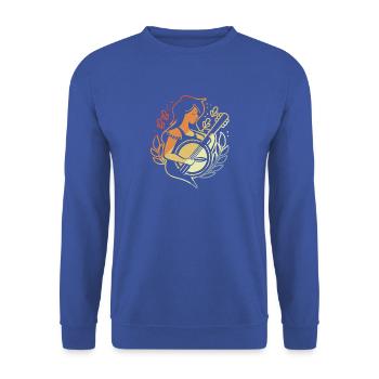 Comic Art Banjospielerin - Unisex Pullover - Royalblau - Vorne - Alina (178cm) & Michal (187cm)