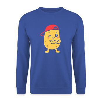 Zwinkernder Kartoffelfreund mit roter Mütze - Unisex Pullover - Royalblau - Vorne - Alina (178cm) & Michal (187cm)