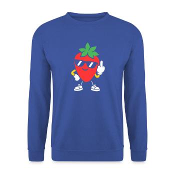 Sunny Strawberry Maskottchen mit Sonnenbrille - Unisex Pullover - Royalblau - Vorne - Alina (178cm) & Michal (187cm)