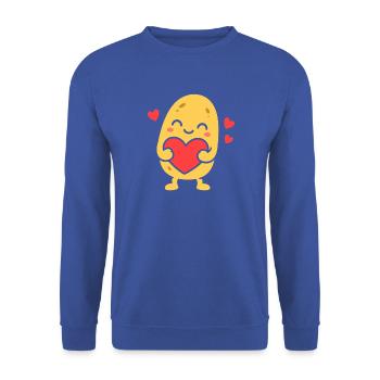 Kawaii Herzumarm-Kartoffel - Unisex Pullover - Royalblau - Vorne - Alina (178cm) & Michal (187cm)