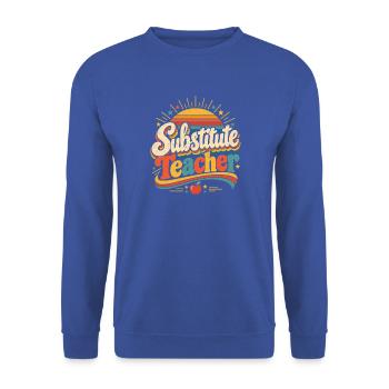 Retro Substitute Lehrer - Unisex Pullover - Royalblau - Vorne - Alina (178cm) & Michal (187cm)