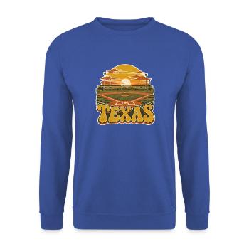 Texas Sonnenuntergang Baseballfeld - Unisex Pullover - Royalblau - Vorne - Alina (178cm) & Michal (187cm)
