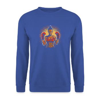 Boxerin Illustration - Unisex Pullover - Royalblau - Vorne - Alina (178cm) & Michal (187cm)