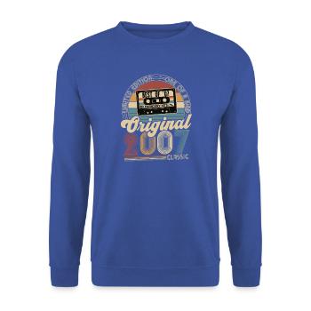 Original 2007 Jahrgang Vintage Geburtstag Retro - Unisex Pullover - Royalblau - Vorne - Alina (178cm) & Michal (187cm)