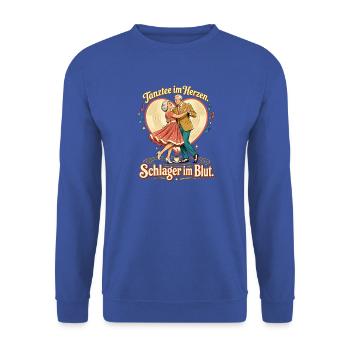 Schlagerfan Oma Opa Schlagerliebe Tanztee - Unisex Pullover - Royalblau - Vorne - Alina (178cm) & Michal (187cm)