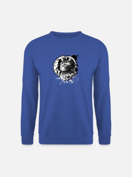 Kosmische Katze im Retro-Raumanzug - Unisex Pullover - Royalblau