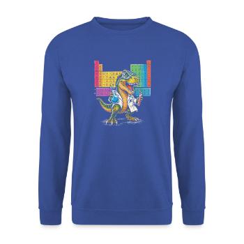 Dino Wissenschaftler Regenbogenlab - Unisex Pullover - Royalblau - Vorne - Alina (178cm) & Michal (187cm)