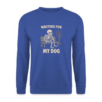Warte Auf Meinen Hund Halloween Spaß - Unisex Pullover - Royalblau - Vorne - Alina (178cm) & Michal (187cm)