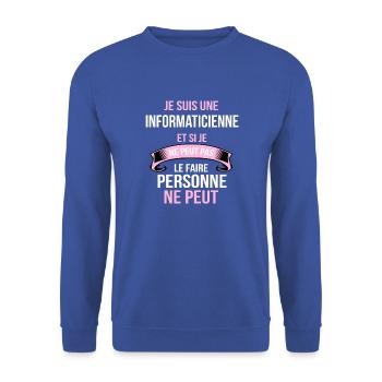 informaticienne - Sweat-shirt Unisexe - bleu royal - Devant - Alina (178cm) & Michal (187cm)